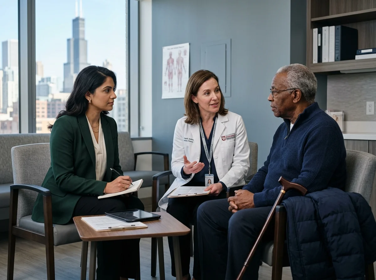 HIPAA-compliant medical interpreter supporting patient consultation at Chicago hospital