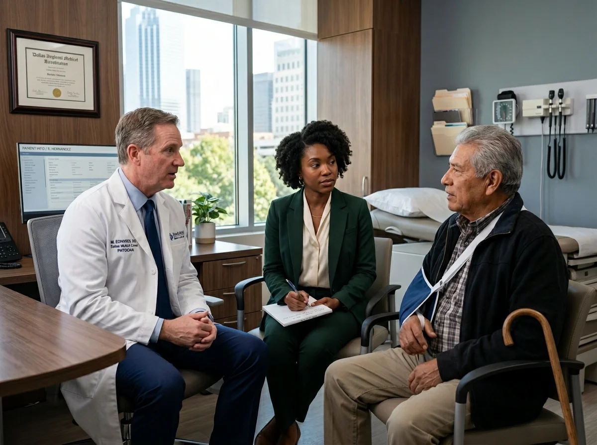 HIPAA-compliant medical interpreter supporting patient consultation at Dallas hospital