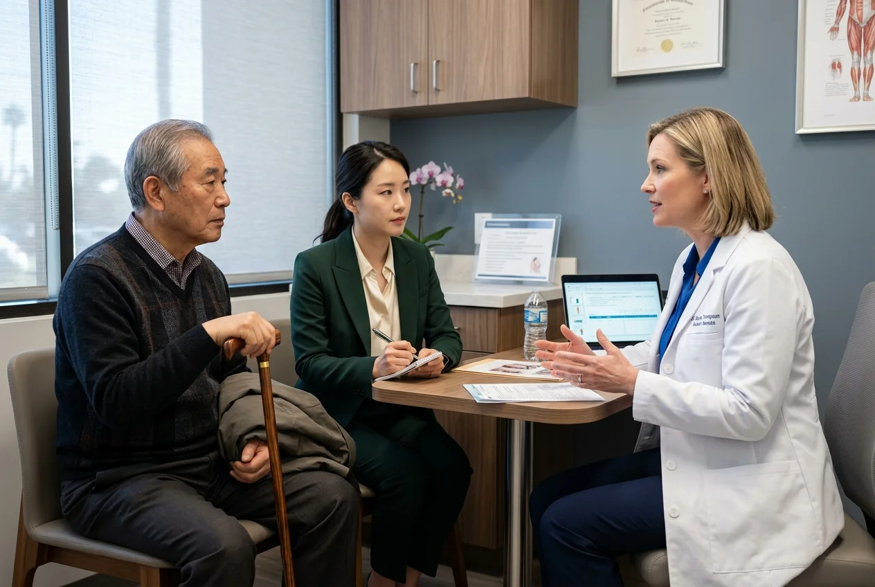 HIPAA-compliant Korean medical interpreter supporting Korean-American patient consultation at Los Angeles Koreatown clinic