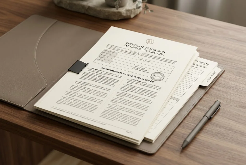 Certified Spanish document translation services for Los Angeles legal, medical, and immigration paperwork
