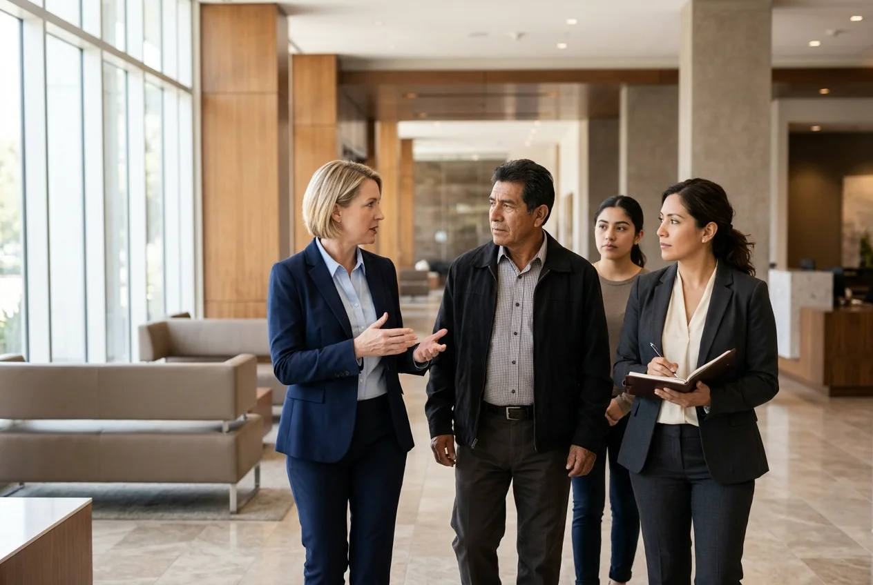 Court-certified Spanish interpreter providing dialect-matched interpretation for Santa Ana Immigration Court, OC clinics, and Orange County corporate clients
