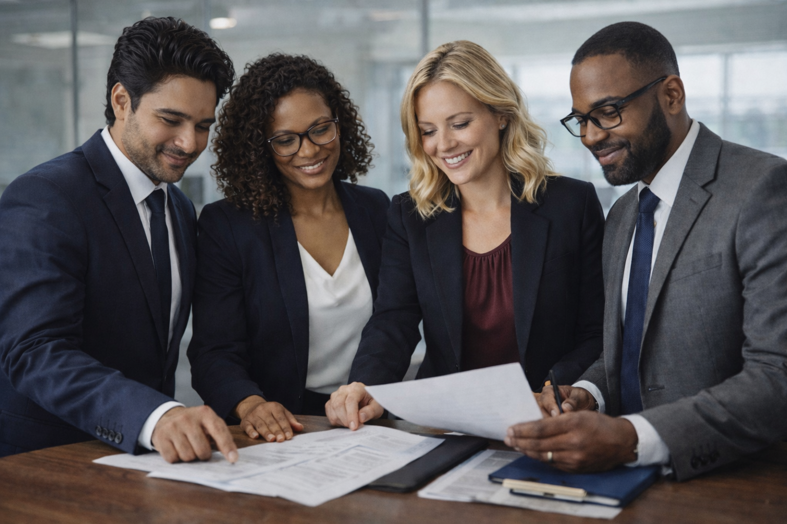 Kaplan team reviewing documents together